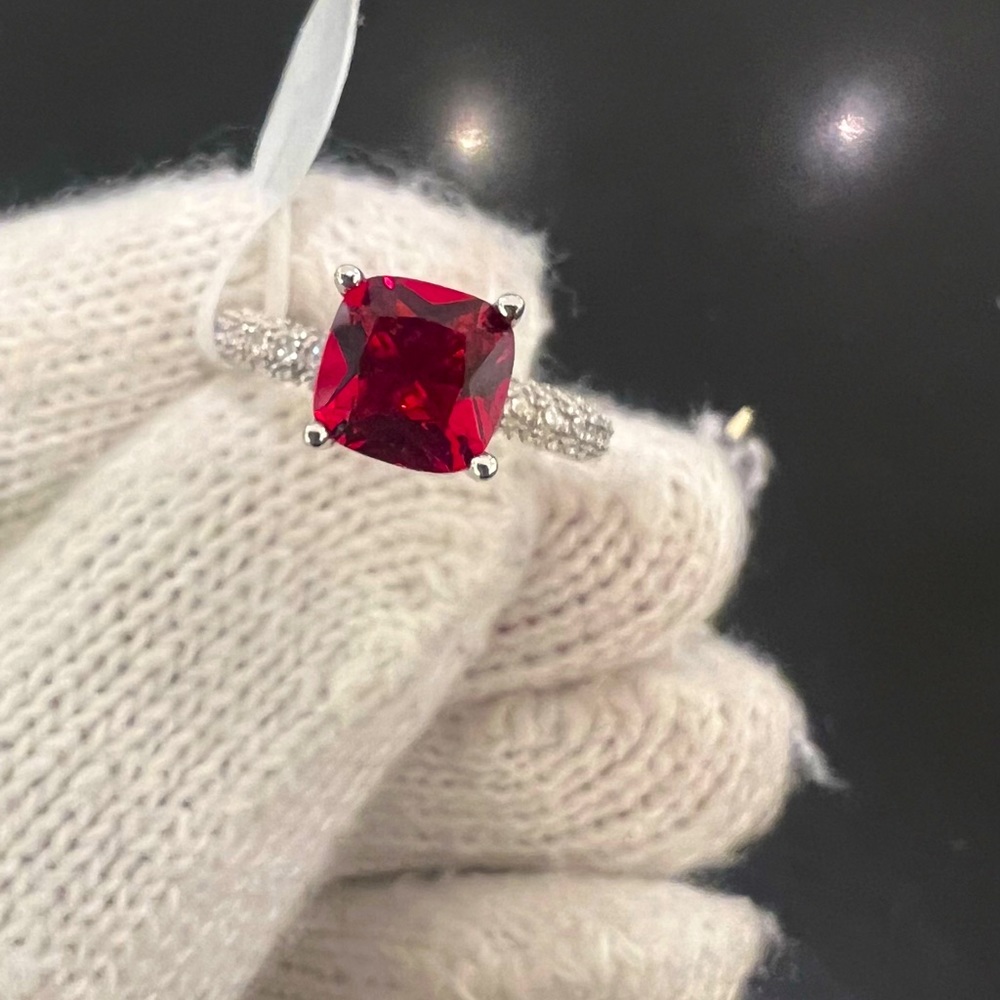Sterling silver red ruby ring